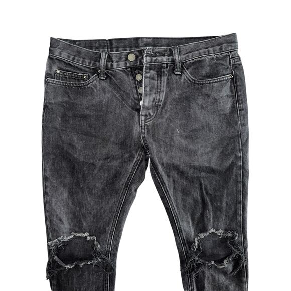 MNML Black Distressed Skinny Jeans 30 - Picture 5 of 9